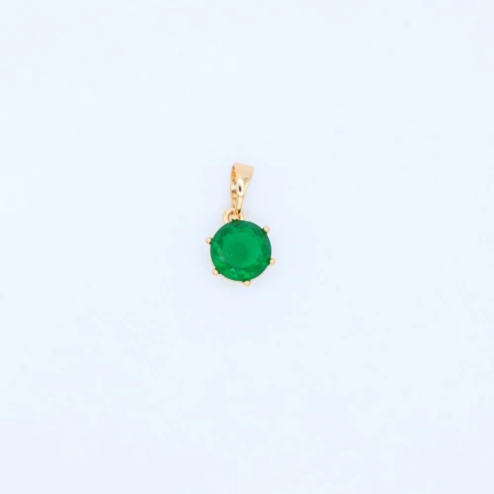 "Vibrant Green Round Pendant in Gold Plating for Elegant Everyday Wear, XPPT1675 - Picture 10 of 13